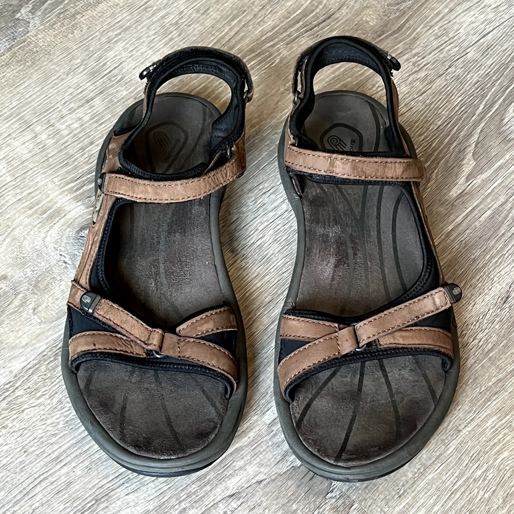 Teva Tirra Leather Hiking Sandals Womens 10 Bison Brown Strappy Sport 4178